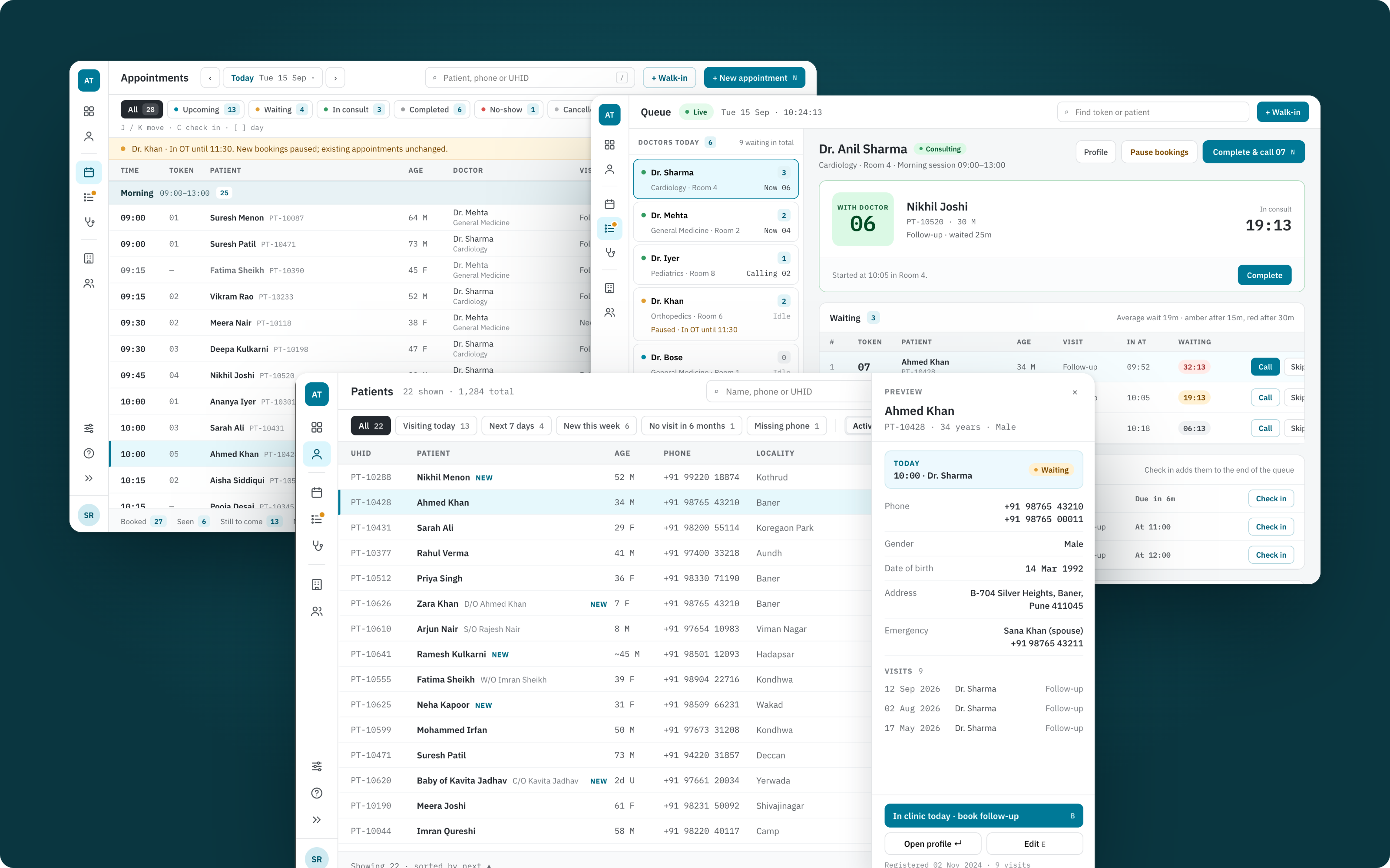 Healthcare — appointments / queue screenshot